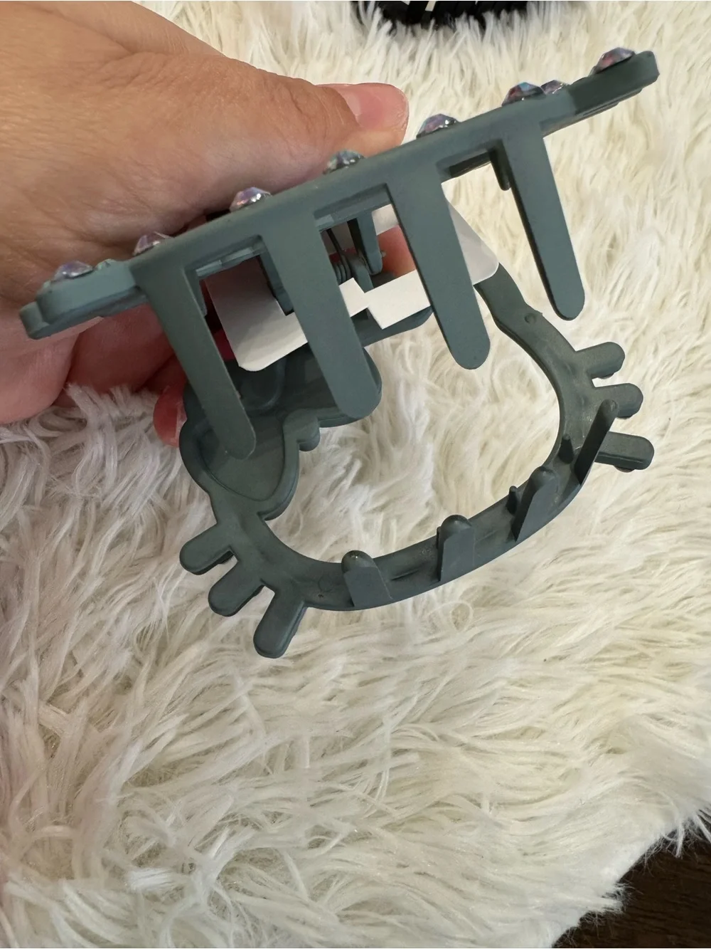 Hello kitty Rhinestone Bow Hair Clip claw  - Teal